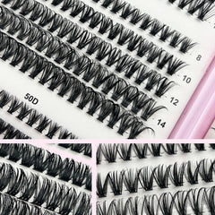 DIY Individual Cluster Lash Book 30D‑100D Fluffy D Curl Mixed Length Segmented False Eyelashes Reusable Home Lash Extension