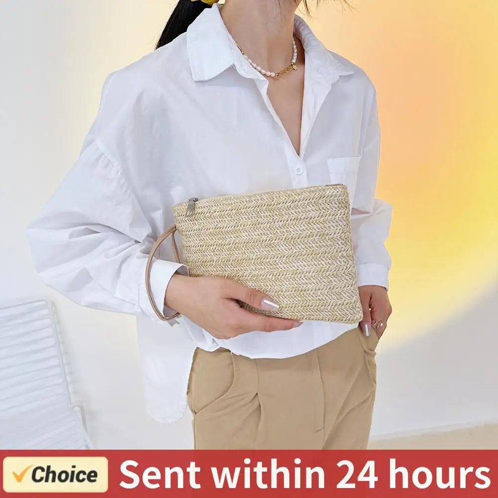 Bohemian Woven Clutch Wristlet Bag | Summer Beach Handbag for Women