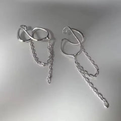 925 Sterling Silver Ear Cuff Without Piercing | Chain Tassel Earring for Women close-up view