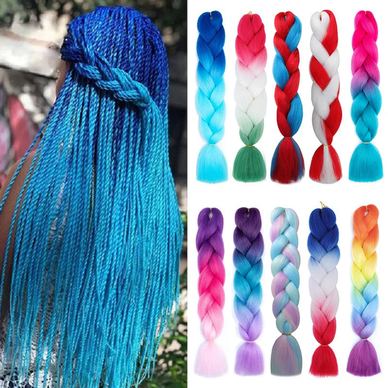 Synthetic Jumbo Braids Hair 24Inch Braiding Hair Extensions Ombre Fake Hair For Crochet Box Braid Bl