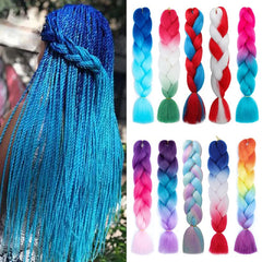 Synthetic Jumbo Braids Hair 24Inch Braiding Hair Extensions Ombre Fake Hair For Crochet Box Braid Bl
