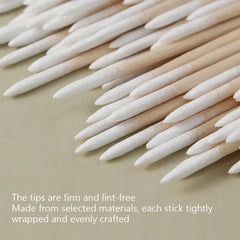 100Pcs Double-Ended Cotton Swabs Fine Pointed Tips for Nail Art Makeup Eyeliner Correc close-up view