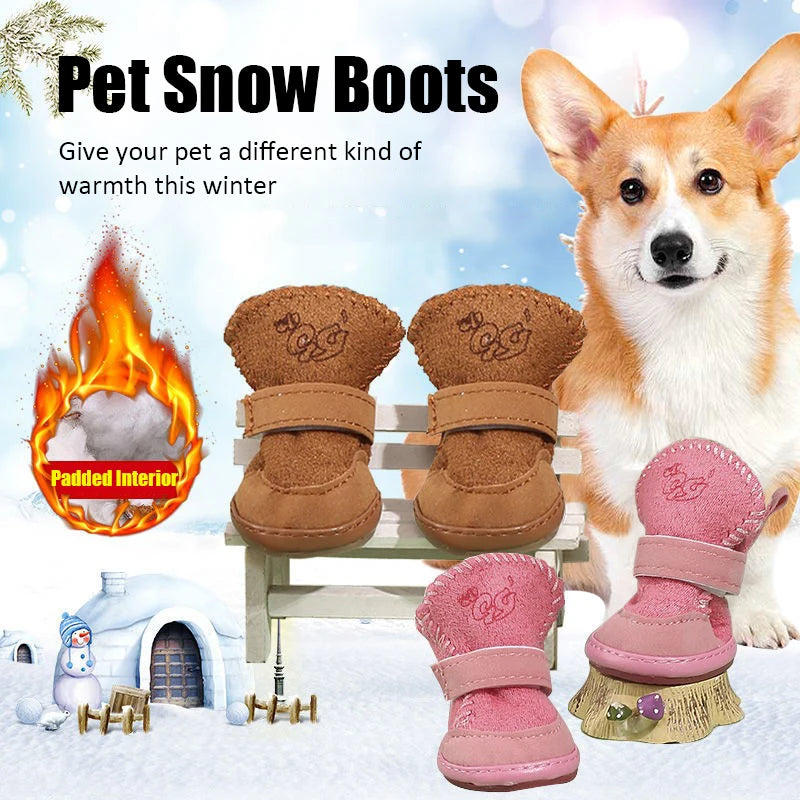 New Pet Snow Boots Cat Dog Plush Cotton Boots Soft Comfortable Washable Spring Winter Small Dog Warm
