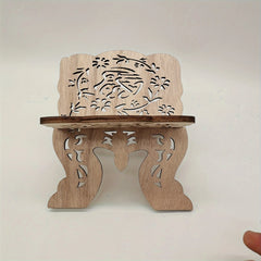 1pc Wooden Foldable Mini Bookend Stand Reading Ramadan Decor Home Bedroom Office Deskt close-up view
