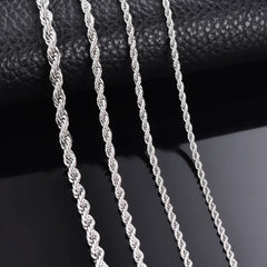 1 Piece Silver Color Width 2mm/3mm/4mm/5mm Rope Chain Necklace for Men Women Stainless Steel Twisted Singapore Layering Collier