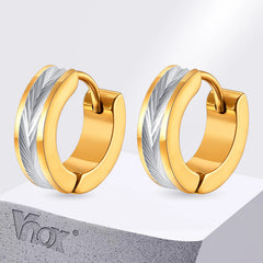 Vnox Stainless Steel Small Hoop Earrings for Men Women | Stylish Two-Tone Metal Huggies