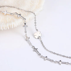 Skyrim Foot Chain of Women Men Silver Color Four-leaf Clover Stainless Steel Anklet Simp detail view