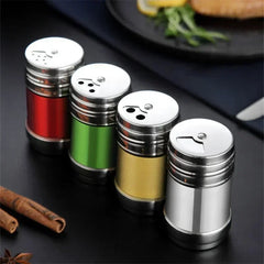 Stainless Steel Spice Jar | Rotating Cover Salt and Pepper Shaker for Barbecue and Kitch detail view