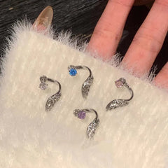 Luxury Crystal Wing Ear Bone Nail for Women Exquisite Elegant Silver Color Shiny Rhinestone Piercing