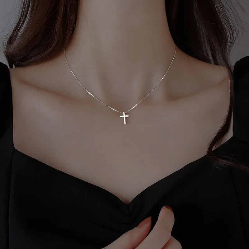 925 Sterling Silver Cross Snake Chain Necklace