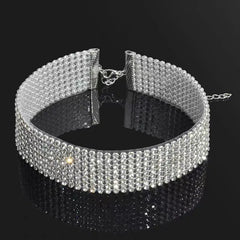 TOP Quality Cool Shiny Rhinestone Bundle Neck Popular Element Collar Necklace Punk Hip close-up view