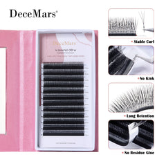DeceMars V-Shaped 3D Eyelash Extensions | Matte Black 12 Rows Tray alternate view