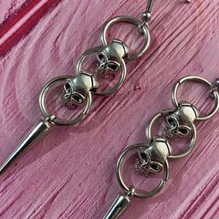 Skull Dangle Earrings | Gothic Punk Drop Earrings for Women and Men alternate view