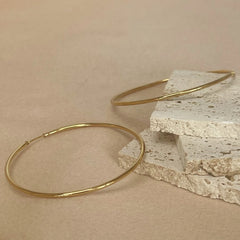 Stainless Steel 12-70mm Minimalist Big Circle Hoop Earrings for Women Trendy Gold Color detail view