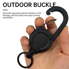 Retractable Heavy Duty Pull Reel Carabiner Key Chains Strong Steel Wire Rope Buckle Spri detail view