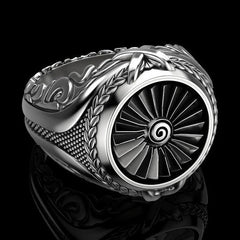 925 Sterling Silver Ring Punk Gear Men's 18K Gold Ring Party Wedding Glamour Jewelry Gif detail view