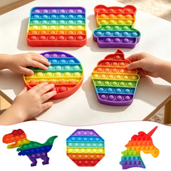 Rainbow Square Round Fidget Toys Push Bubble Sensory Toys Big Size 20cm Autism Needs Squishy Stress Relief Toys Children Gifts