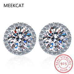 925 Sterling Silver 2 Carat Moissanite Round Earring Brincos Engagement Wedding Daily Work Party Tra