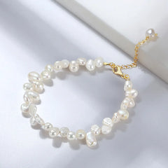 Dainashi 4-5mm Baroque Freshwater Pearl Bracelet 17+5cm Adjustable 925 Sterling Silver Bracelet Jewe