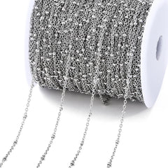 No Fade 2Meters Stainless Steel Chain Cross Chain with Beads for DIY Necklace Bracelet A detail view