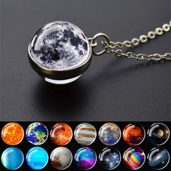 Solar System Glass Ball Pendant Necklace | Astronomy Galaxy Jewelry