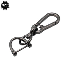360 Degree D Shape Rotating Horseshoe Buckle Leather Braided Car Keychain | Auto Key Rin detail view