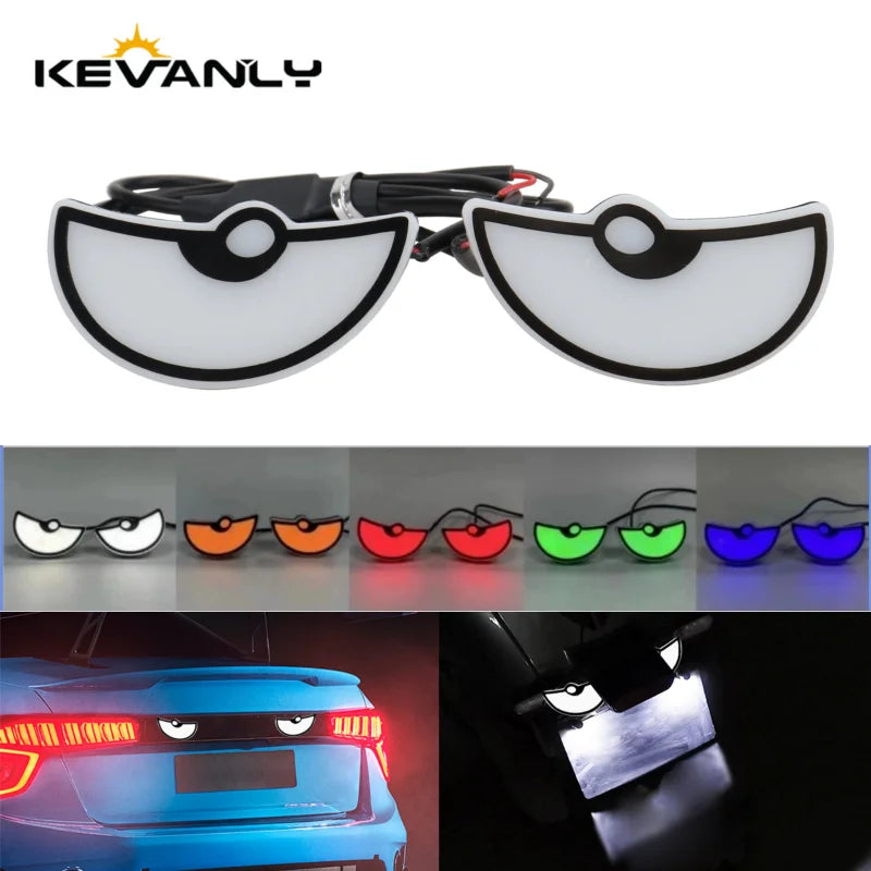 2PCS Car LED Demon Eye Light Semicircle Eagle Eye Motorcycle Tail Decorative Lights Dynamic Strobe T