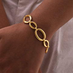 Elliptical Chain Bracelet for Women | Handmade Stainless Steel Jewelry detail view