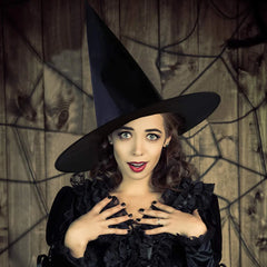 Halloween Witch Hat Black Folds Wizard Hats alternate view