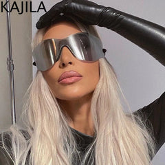 Oversized Punk Rimless Sunglasses | Y2K UV400 Mirror Lens Shades alternate view
