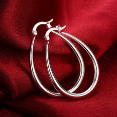 925 Sterling Silver 18K Gold Plated Oval Earrings 4.4cm detail view