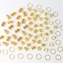 80PCS/Set Vintage Hollow Hair Rings Alloy Hair Cuff Hair Pins Loops Hair Accessories Loc Hair Jewelry for Braids