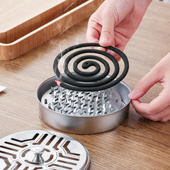 Mosquito Coils Holder Stainless Steel Mosquito Coil Box with Cover | Round Mosquito Coil Tray Easy T