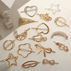 1PC Geometric Ponytail Hairpins Bobby Pins Knot Hair Clip Star Heart Barrettes Metal alternate view