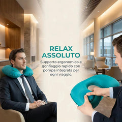 Portable Inflatable U-Shaped Neck Pillow for Travel | Press-Inflatable Neck Support w alternate view