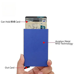 Slim Metal RFID Wallet | Minimalist Card Holder for Men and Women close-up view
