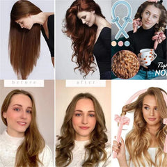 Heatless Curling Rod Headband No Heat Silk Curls Ribbon Hair Rollers Sleeping Soft Hea close-up view