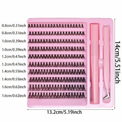 DIY Lash Extension Kit 200pcs Lash Clusters With Bond Lashes Kit Cluster Lashes D Curl close-up view