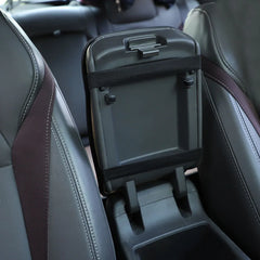 PU leather multi-color three-dimensional embroidered car armrest cushion, center console detail view