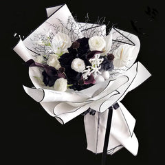 Florist Bouquet Wrapping Paper | 5 Pack Black and White Aristocrat Flower Wrap detail view