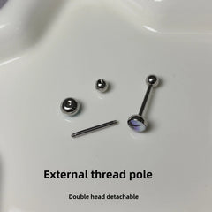 New Trendy Hypoallergenic Stainless Steel Colorful Eye Tongue Rings for Women Tongue Stu detail view