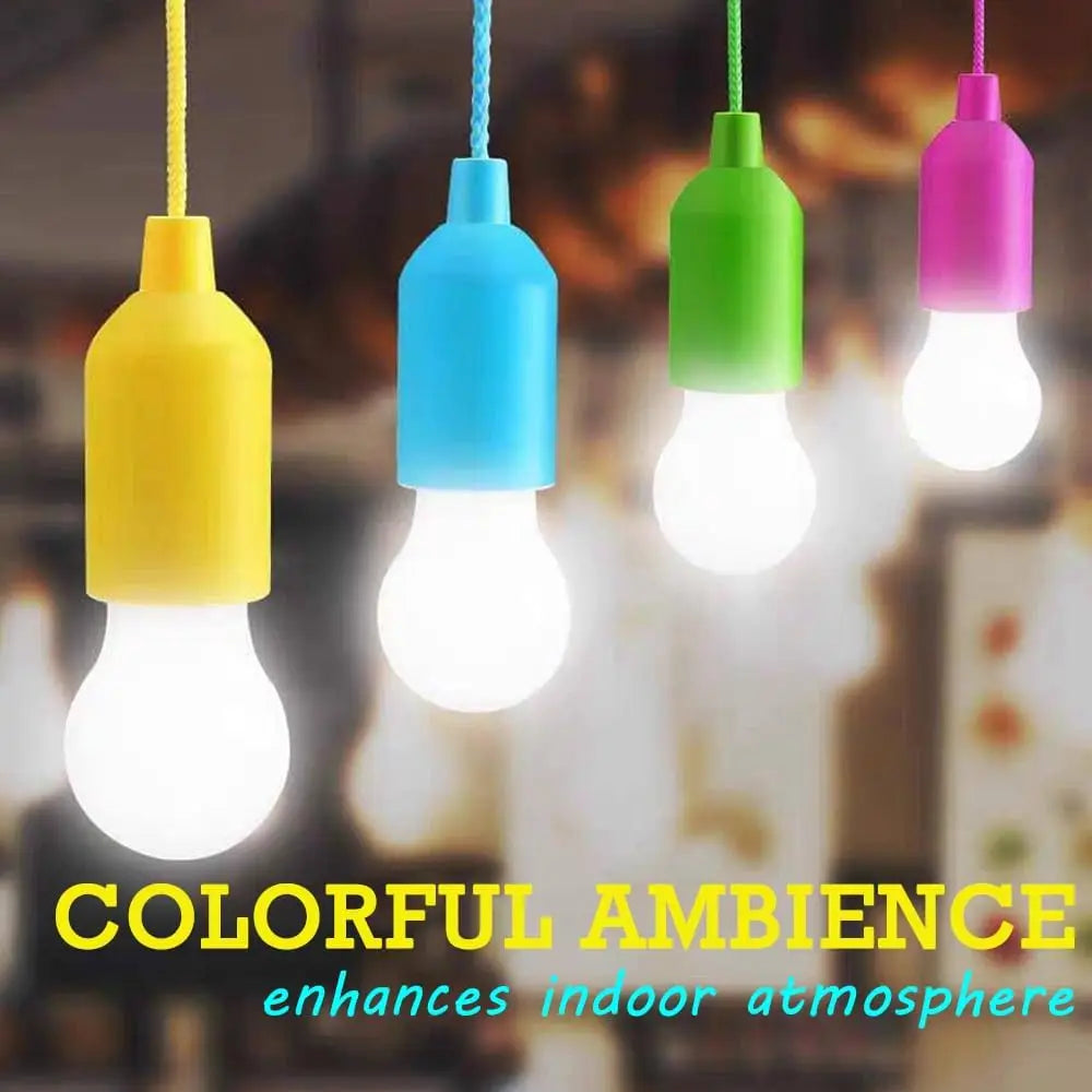 Battery Operated LED Pull Cord Light | Portable Hanging Lantern for Camping, Garden, Party, and Emer