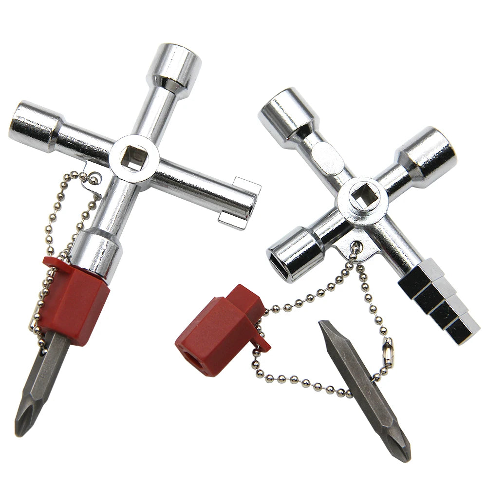 4in1 Silver Key Wrench Set | Electrical Elevator Control Cabinet Valve Inner Triangle Quadrangle Scr