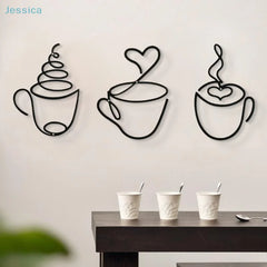 Metal Black Coffee Cup Wall Art Decor | Kitchen, Cafe & Coffee Bar Wall Hanging alternate view