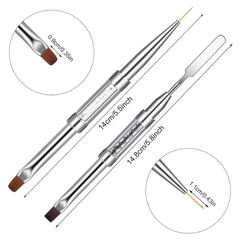 Dual-Ended Hard Nail Art Brush Builder Gel Rhinestone Handle French Tip for Manicure Des detail view