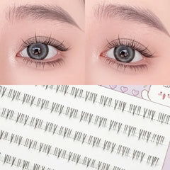 10 Rows 5-7mm Air Lower Eyelashes | Fairy Segmented Natural Under Lashes for Manga Eye close-up view