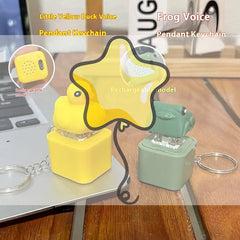 Funny Croaking Frog Duck Keychain Rechargeable Keyboard Fidget Clicker Sound Keyring With LED Light