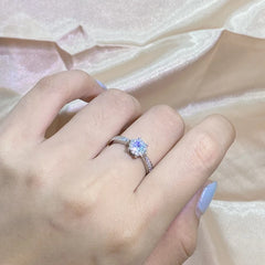 New Fashion Jewelry Zircon Round Wedding Rings For Women Girl 925 Stamp Six-claw Full Of detail view