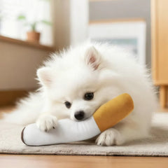 Cigar Big Smoke Plush Squeak Dog Chew Toy Interactive Molar Bite Resistant Fake Cigare close-up view