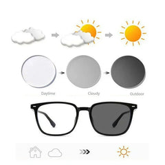 Ultra Light Square Photochromic Sunglasses | Replaceable Lens Eyewear for Men and Wome close-up view